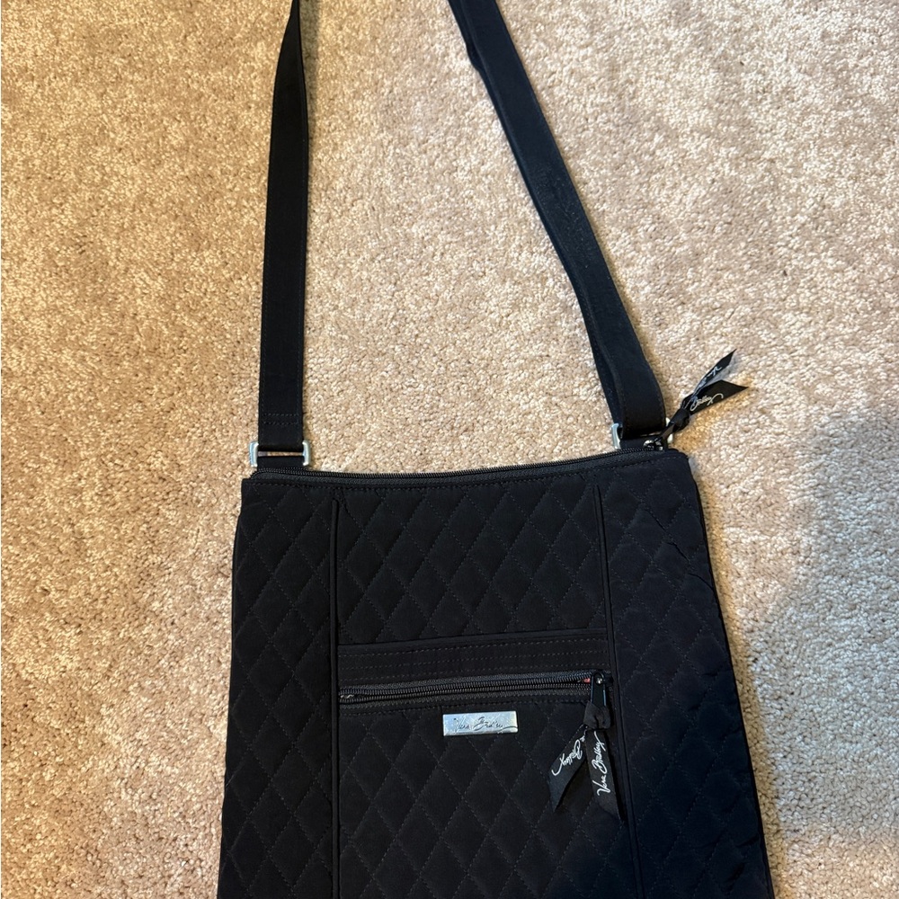 Vera Bradley Black Quilted Crossbody Bag gently used